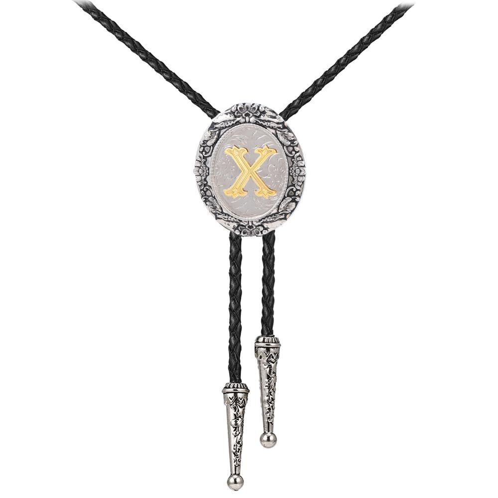 2129 Custom Initial Western Bolo Tie Personalized Necktie with Adjustable